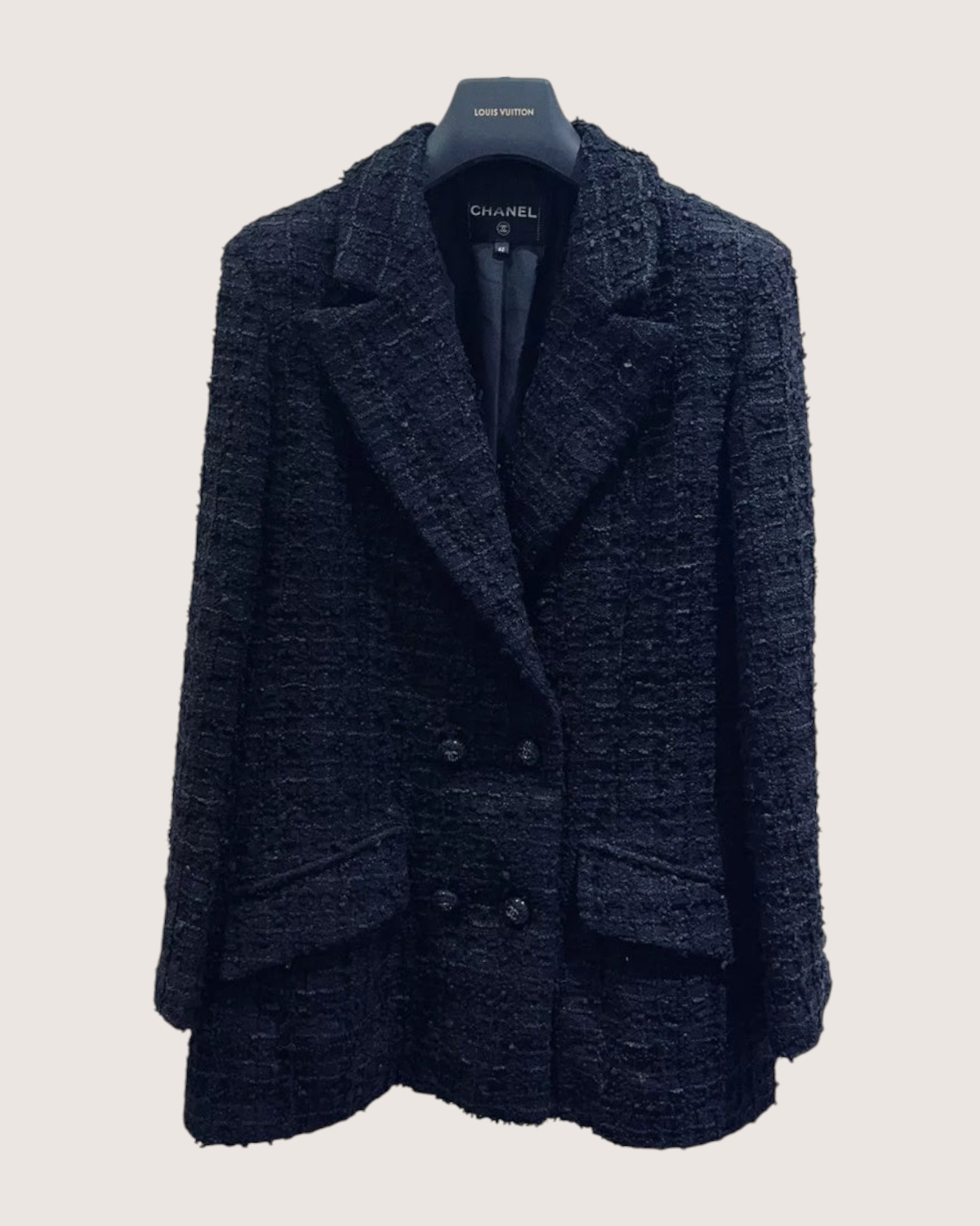Chanel 22C Tweed Jacket Black, Navy FR 42