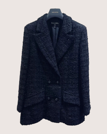 Chanel 22C Tweed Jacket Black, Navy FR 42