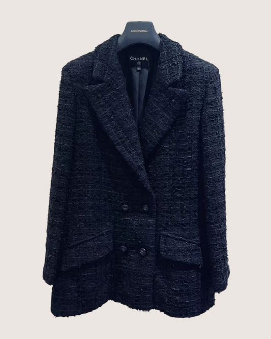 Chanel 22C Tweed Jacket Black, Navy FR 42
