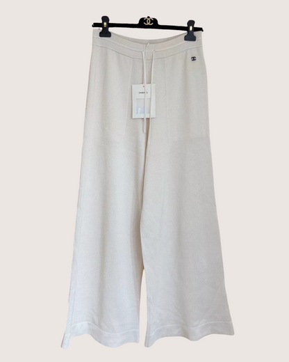 Chanel 26S Wide-Leg Trousers Beige/Ecru FR 38