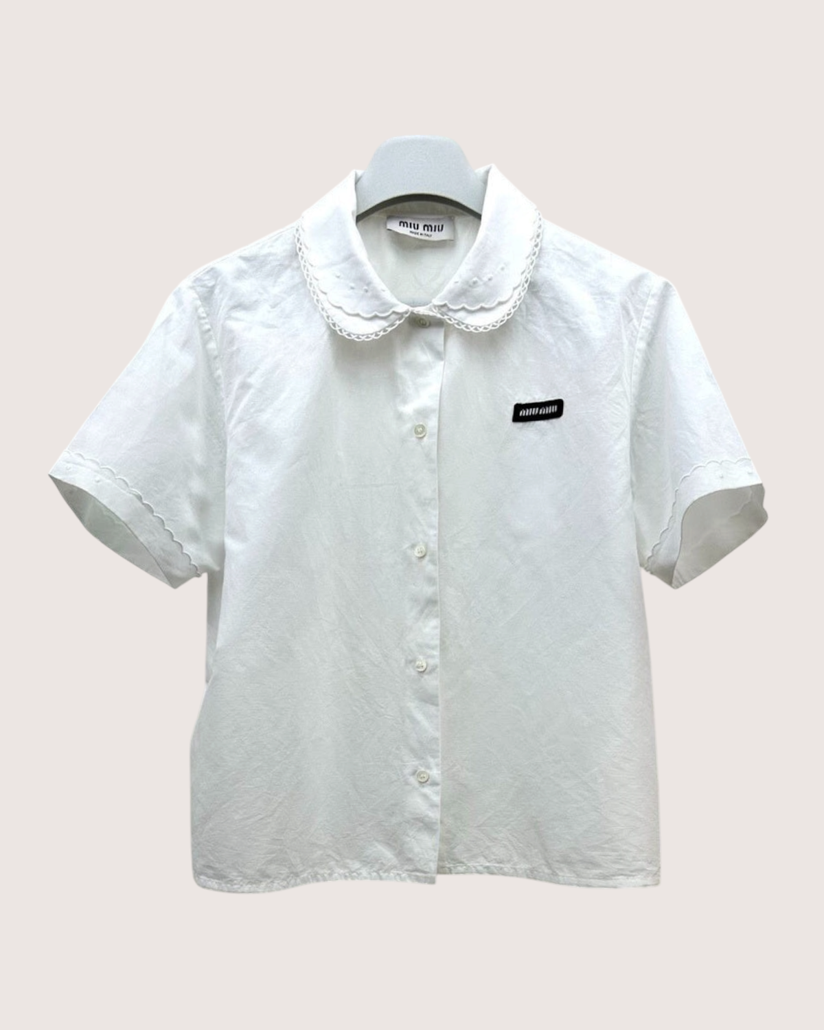 Miu Miu Poplin Short-Sleeve Shirt White IT 42
