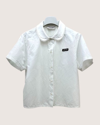 Miu Miu Poplin Short-Sleeve Shirt White IT 42