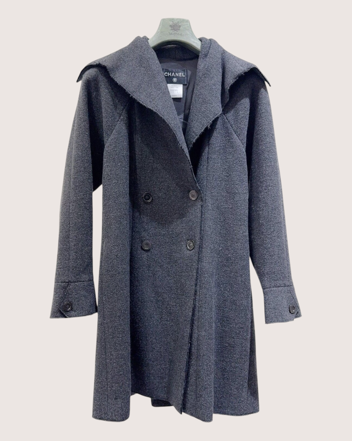 Chanel Hooded Wool Coat Grey FR 36