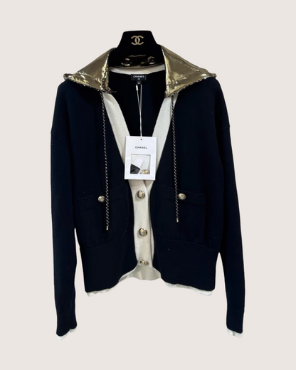 Chanel 24C Hooded Sequin Cashmere Cardigan