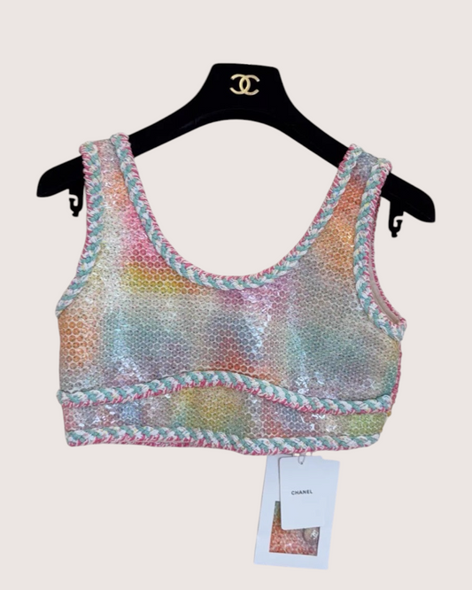 Chanel 24C Sequin Vest - Pink, Green, Multicolor