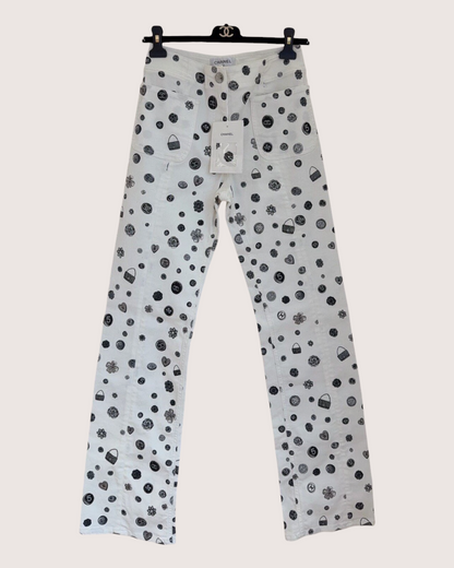 Chanel 25B Straight Denim Jeans White, Black FR 34