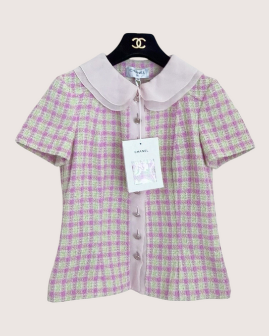 Chanel 25S Tweed Jacket Pink, Green FR 34