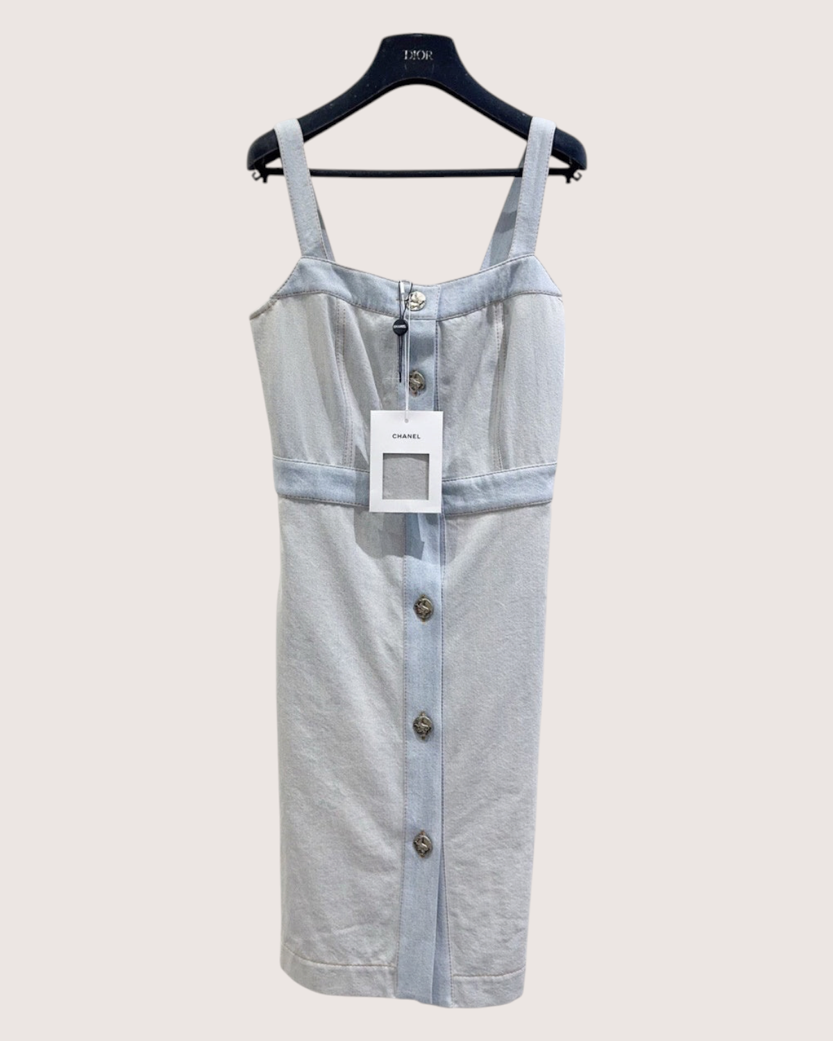 Chanel 18C Denim Mid-Length Dress Blue FR 34