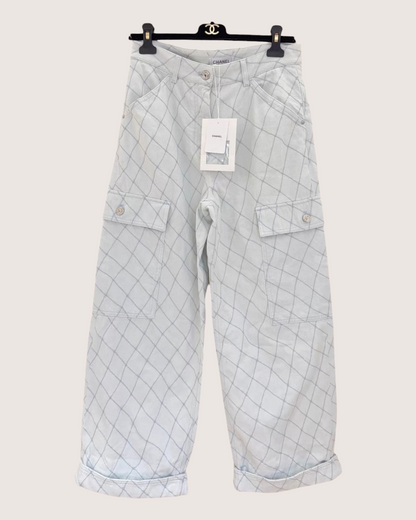 Chanel 26M Coco Beach Plaid Jeans Blue, White FR 38