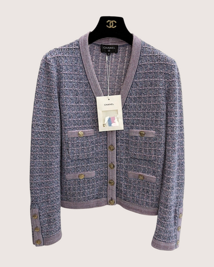 Chanel 25B Knit Tweed Cardigan Purple, Pink, Multicolor FR 38