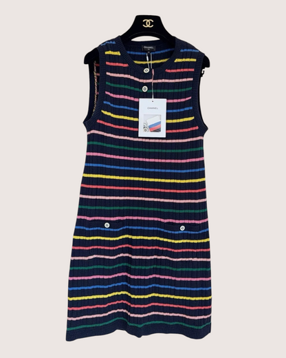 Chanel 18P Striped Mini Dress Black, Multicolor FR 40