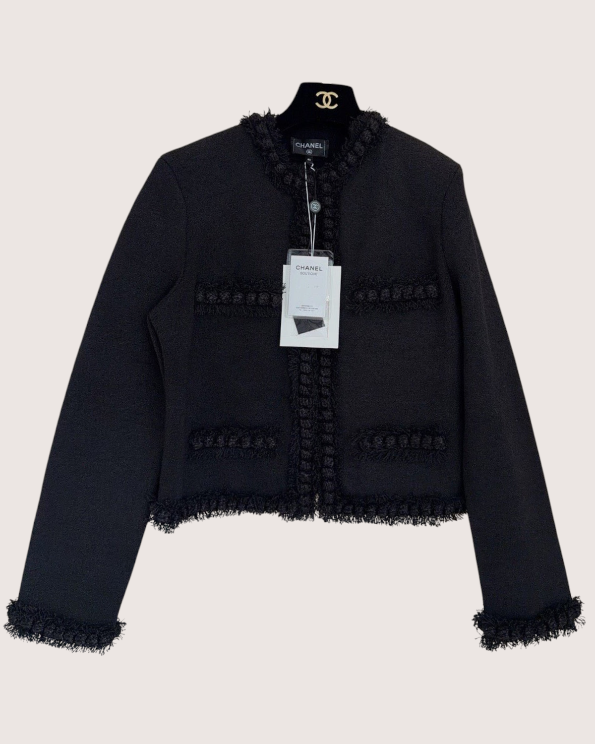Chanel 26A Fringe-Trim Jacket Black FR 40