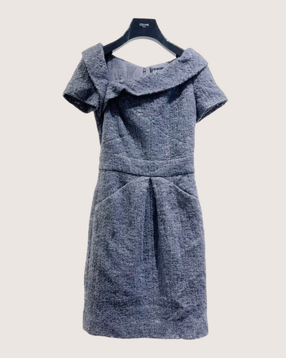 Chanel 14B Tweed Mid-Length Dress Grey FR 34