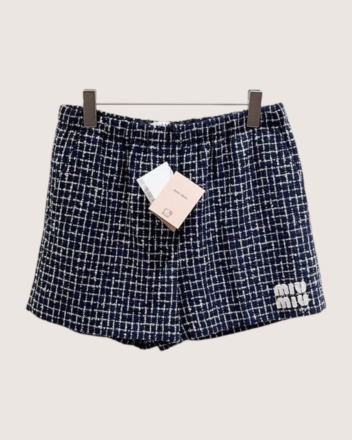 Miu Miu Tweed Shorts Navy, White FR 36