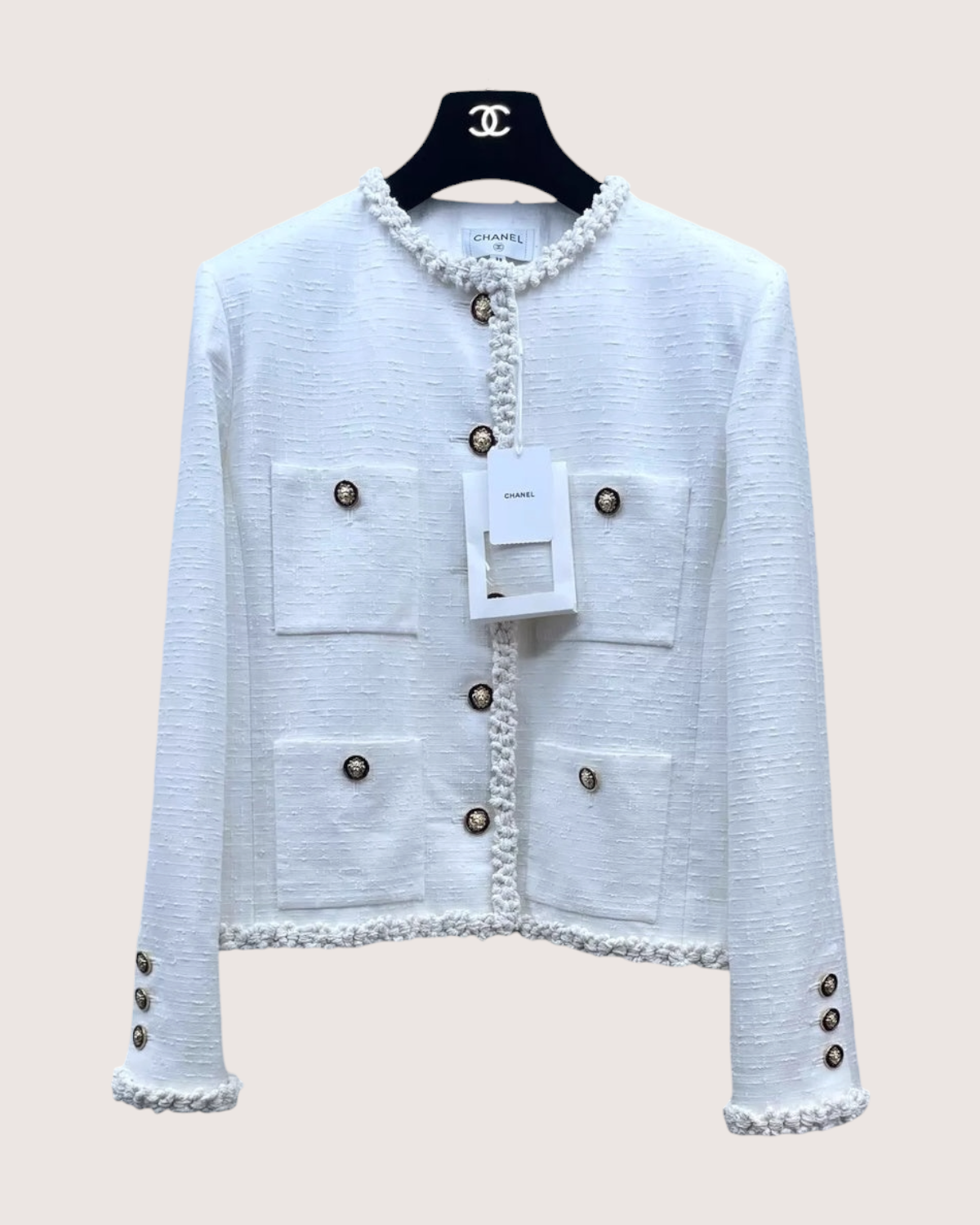 Chanel 26A Four-Pocket Tweed Jacket White FR 38