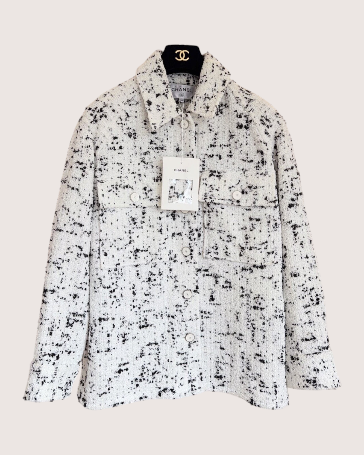 Chanel 26P Sequin Tweed Jacket White, Black FR 34