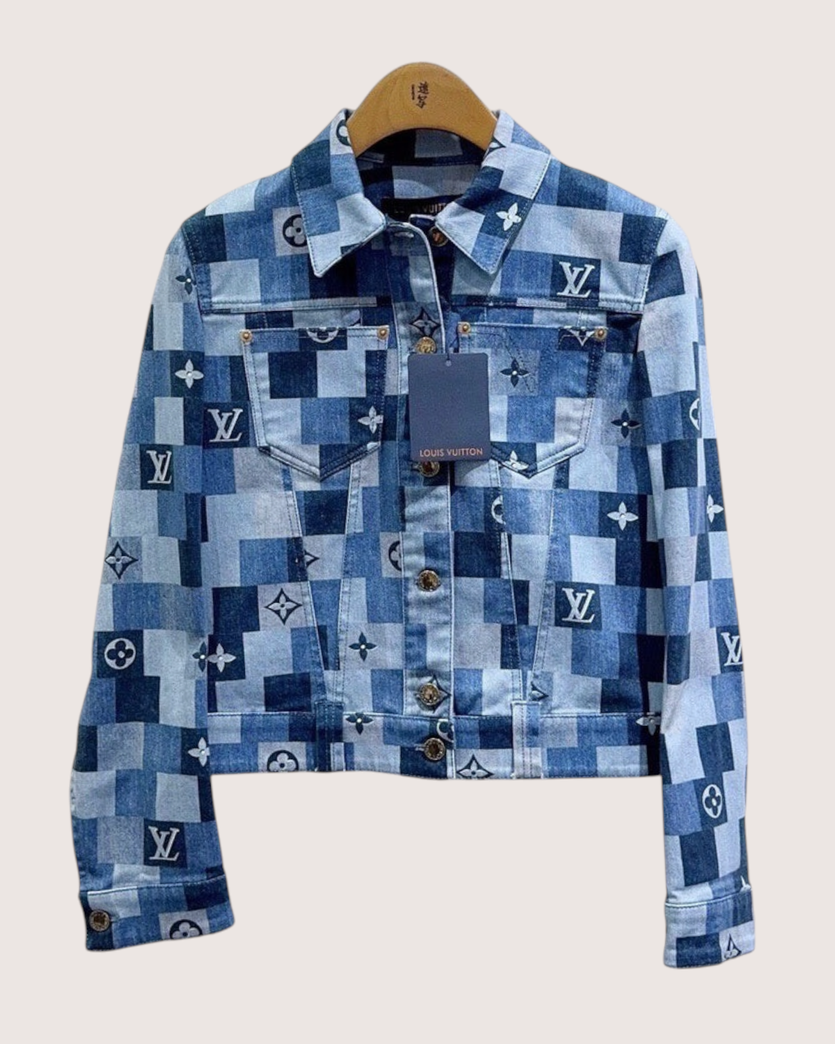 Louis Vuitton Checkerboard Monogram Denim Jacket Blue, Navy FR 34