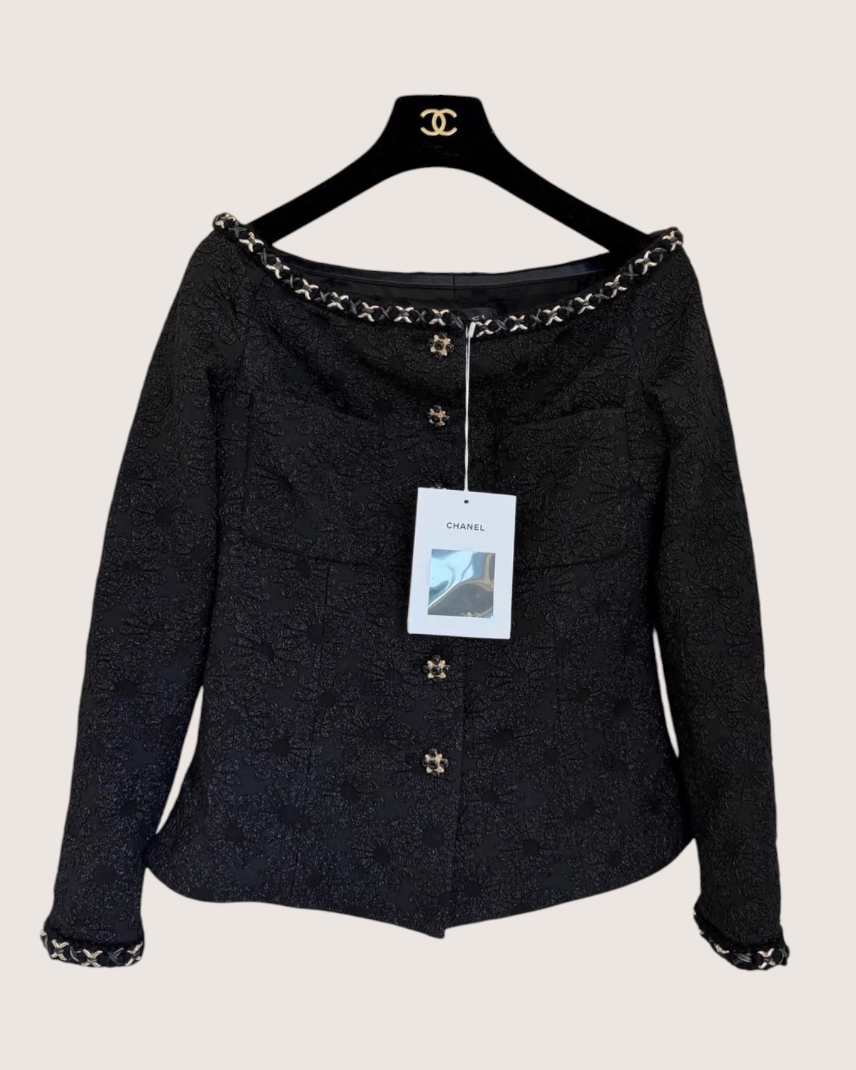 Chanel 21A Off-Shoulder Jacket