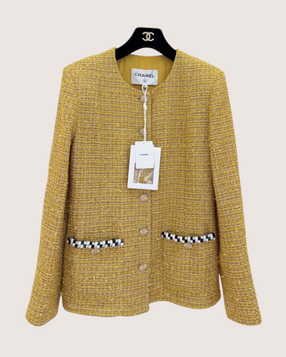 Chanel 23C Tweed Jacket Yellow, Gold FR 36