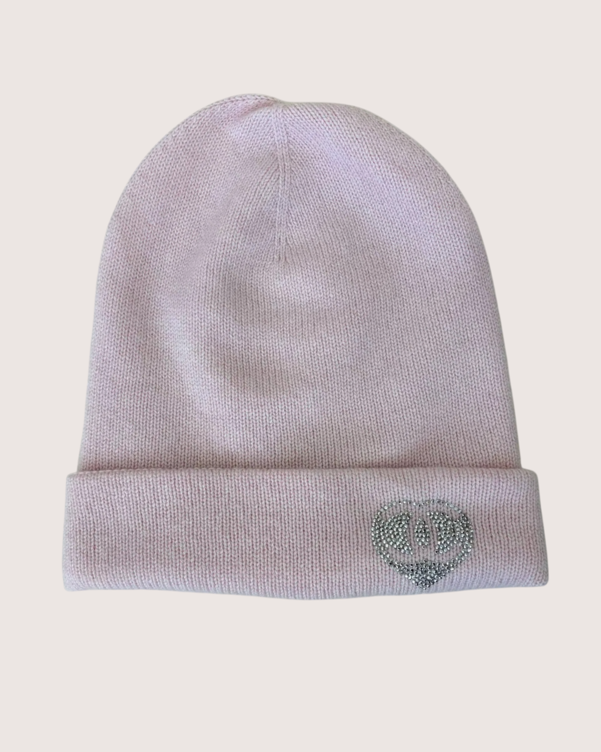 Chanel 25C Cashmere Crystal Heart Hat Pink One Size