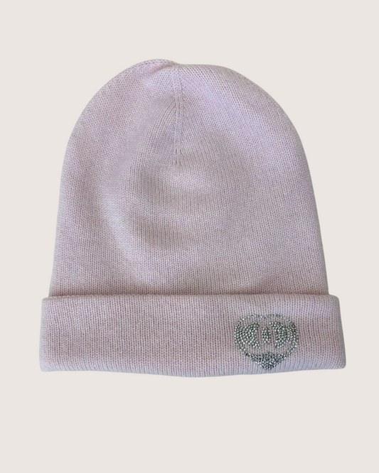 Chanel 25C Cashmere Crystal Heart Hat - Pink
