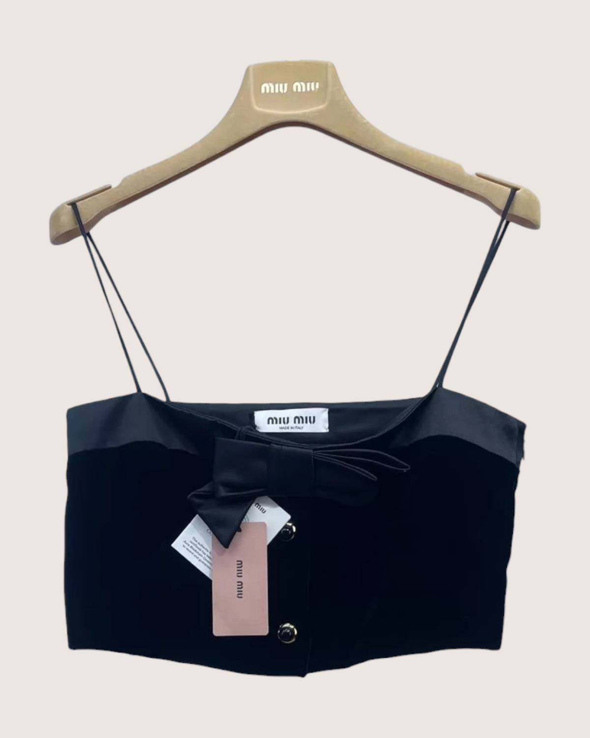 Miu Miu Velvet Bow Crop Top Black IT 38