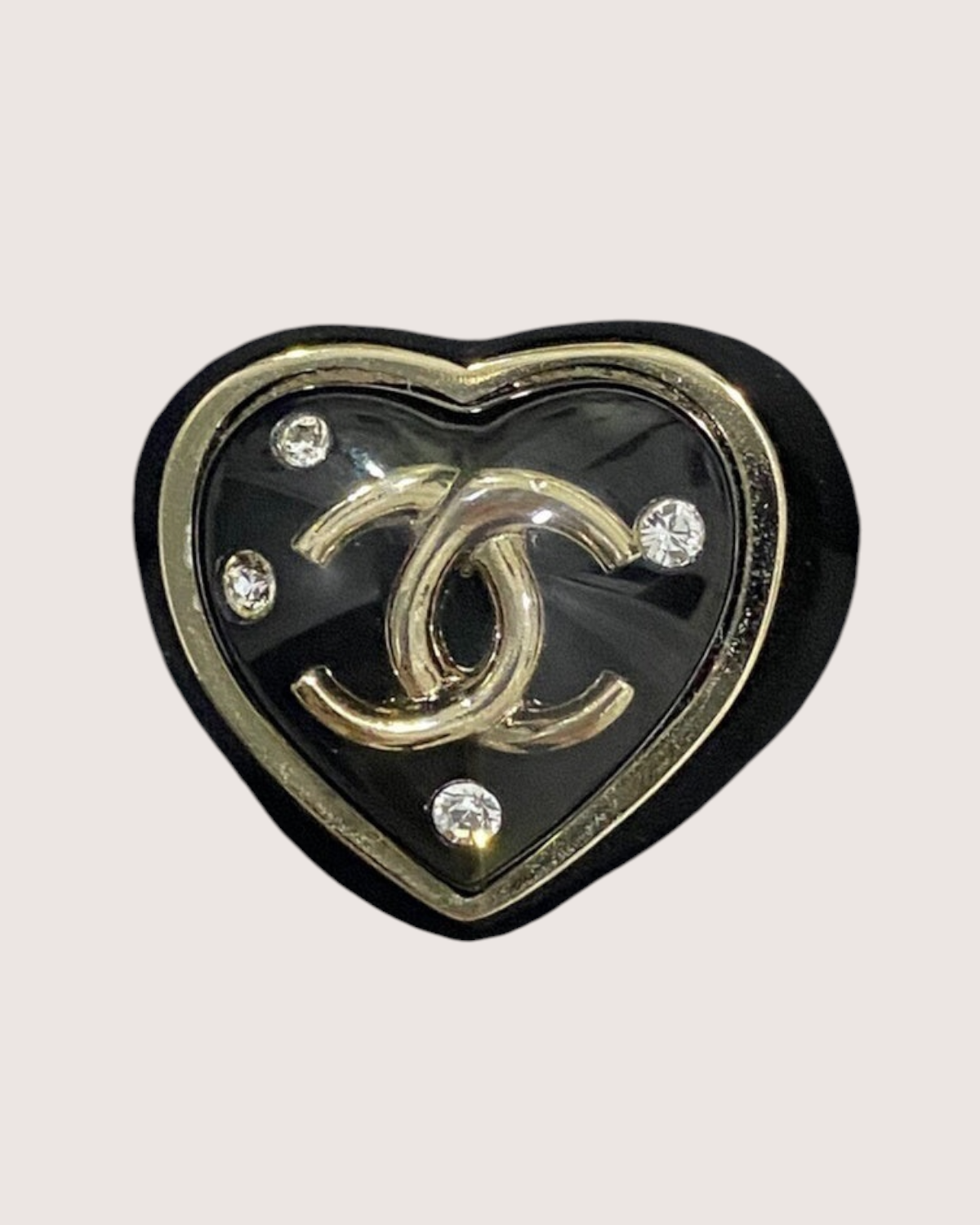 Chanel 22B Crystal Heart Ring - Black, Gold