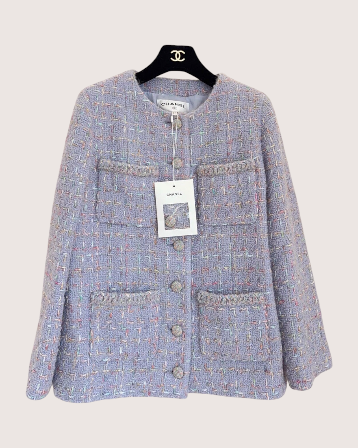 Chanel 25B Tweed Jacket Purple, Multicolor FR 36