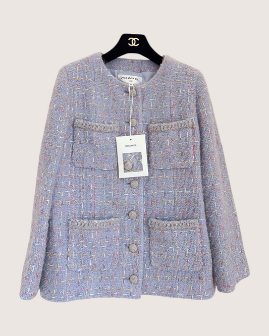 Chanel 25B Tweed Jacket Purple, Multicolor FR 36