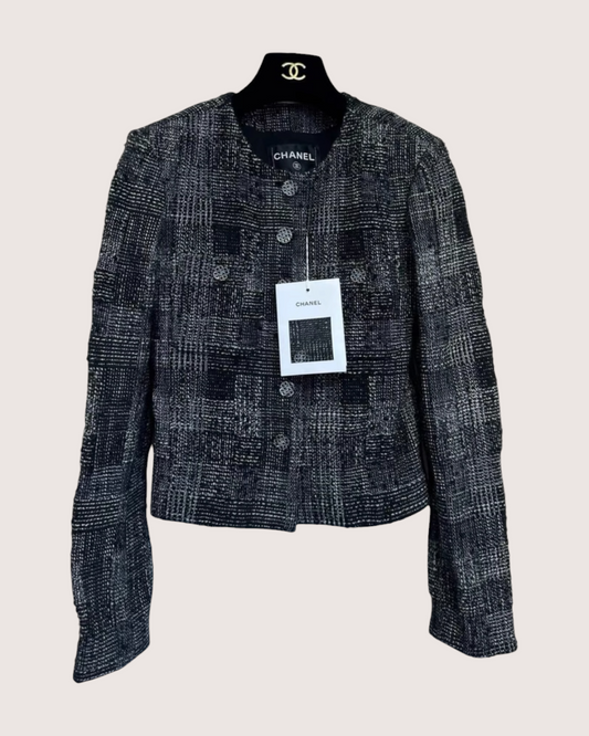 Chanel 22A Tweed Jacket Black, Grey FR 34