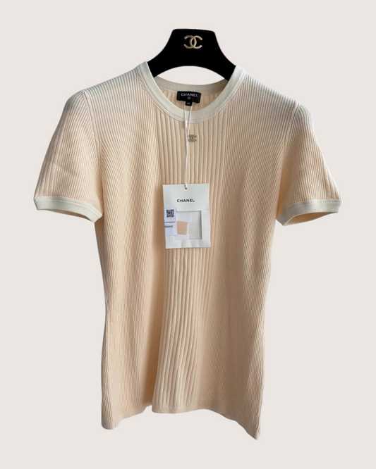 Chanel 25M Coco Beach CC Short-Sleeve T-Shirt - Beige/Ecru