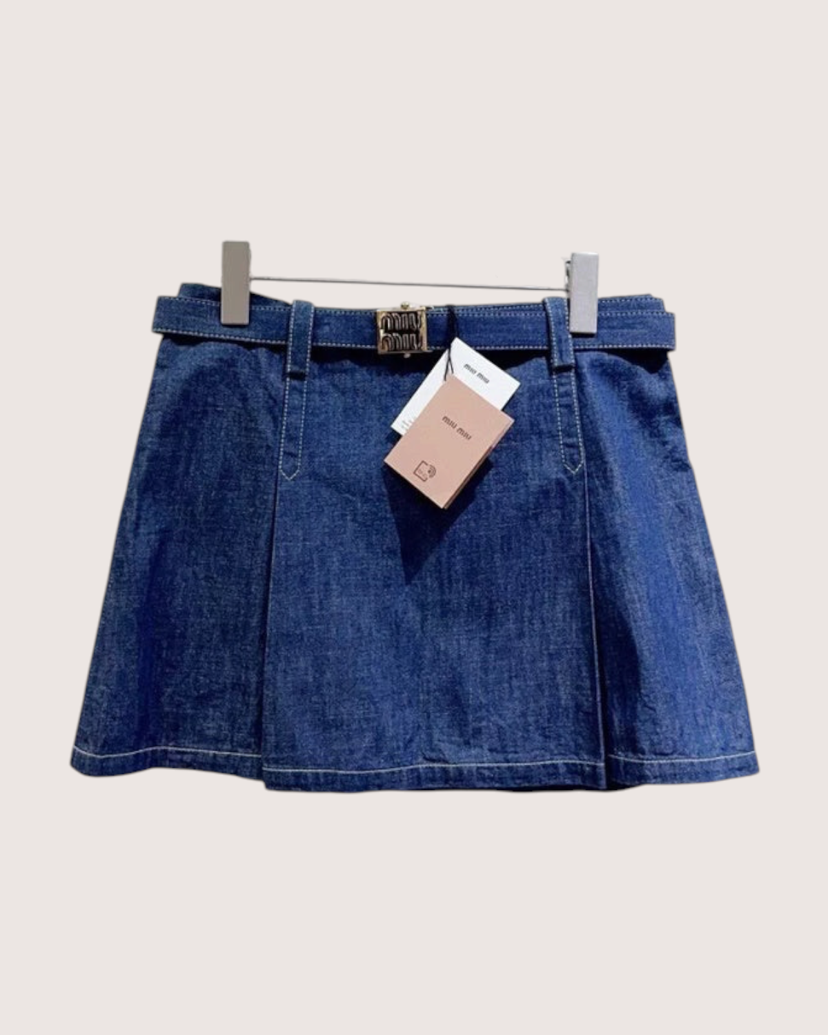 Miu Miu Denim Belted Mini Skirt Blue FR 38