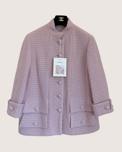 Chanel 24K Waffle Tweed Jacket Pink FR 38