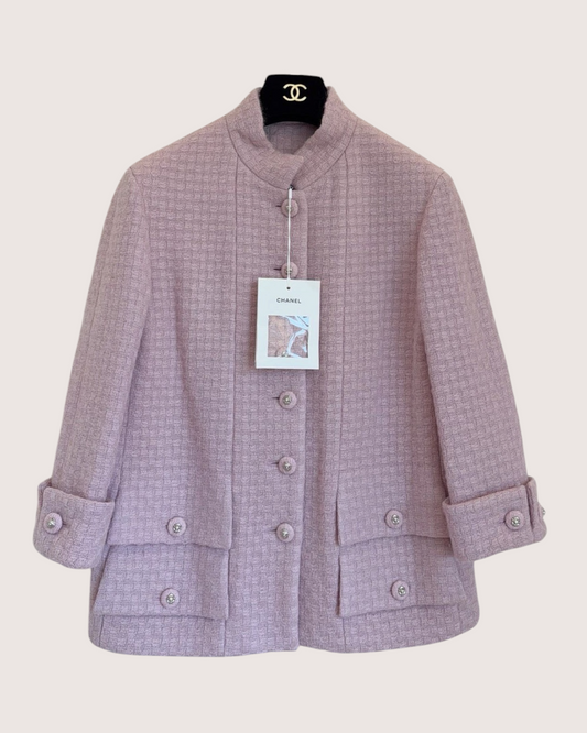 Chanel 24K Waffle Tweed Jacket Pink FR 38