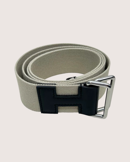 Hermès Nomade Canvas H-Buckle Belt Beige/Ecru, Black One Size