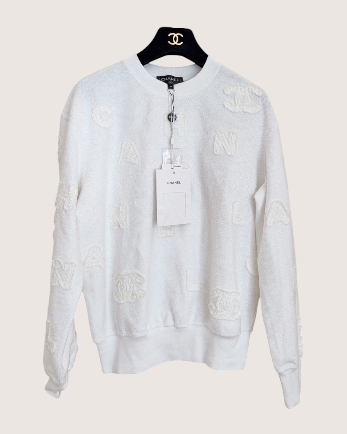 Chanel 21P Logo Sweatshirt White FR 34