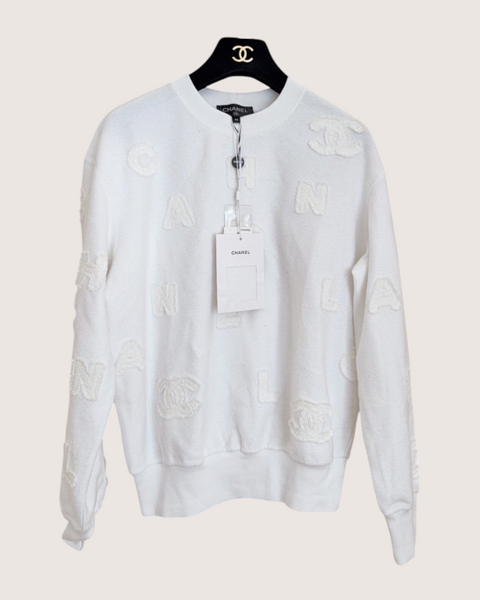 Chanel 21P Logo Sweatshirt White FR 34