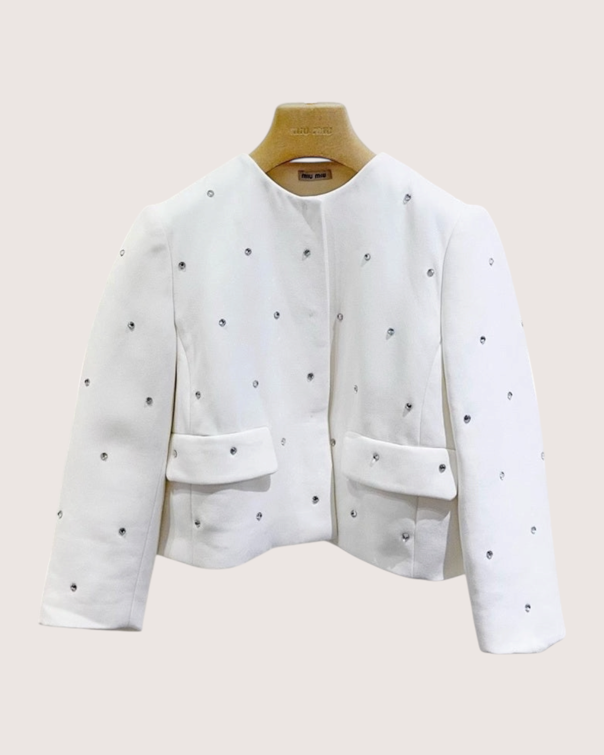 Miu Miu Crystal-Embellished Jacket White FR 36