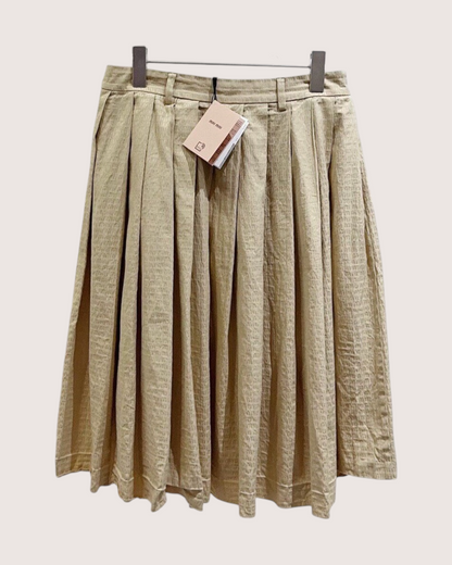 Miu Miu Logo Jacquard Pleated Mid-Length Skirt Beige/Ecru IT 36