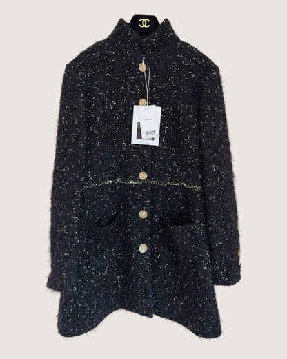 Chanel 22A Shimmer Tweed Jacket Black, Gold FR 36