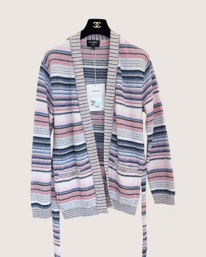 Chanel 24S Striped Belted Cardigan