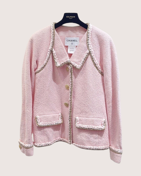 Chanel 16C Braid-Trim Jacket Pink, Beige/Ecru, Gold FR 36