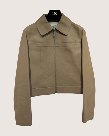 Hermès Collared Zip-Up Leather Jacket