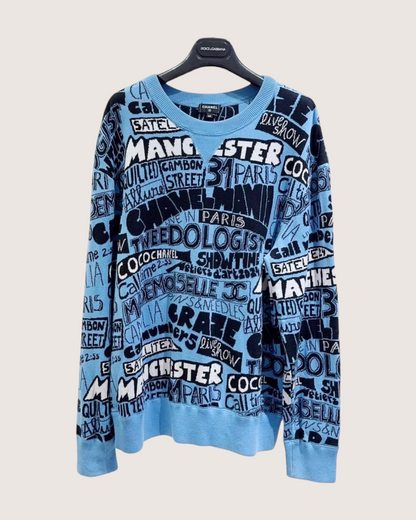 Chanel 24A Logo Print Sweater Blue, Black FR 38