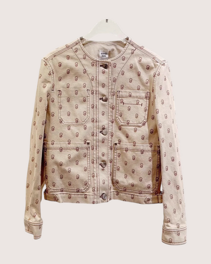 Hermès Printed Jacket Beige/Ecru, Brown FR 36