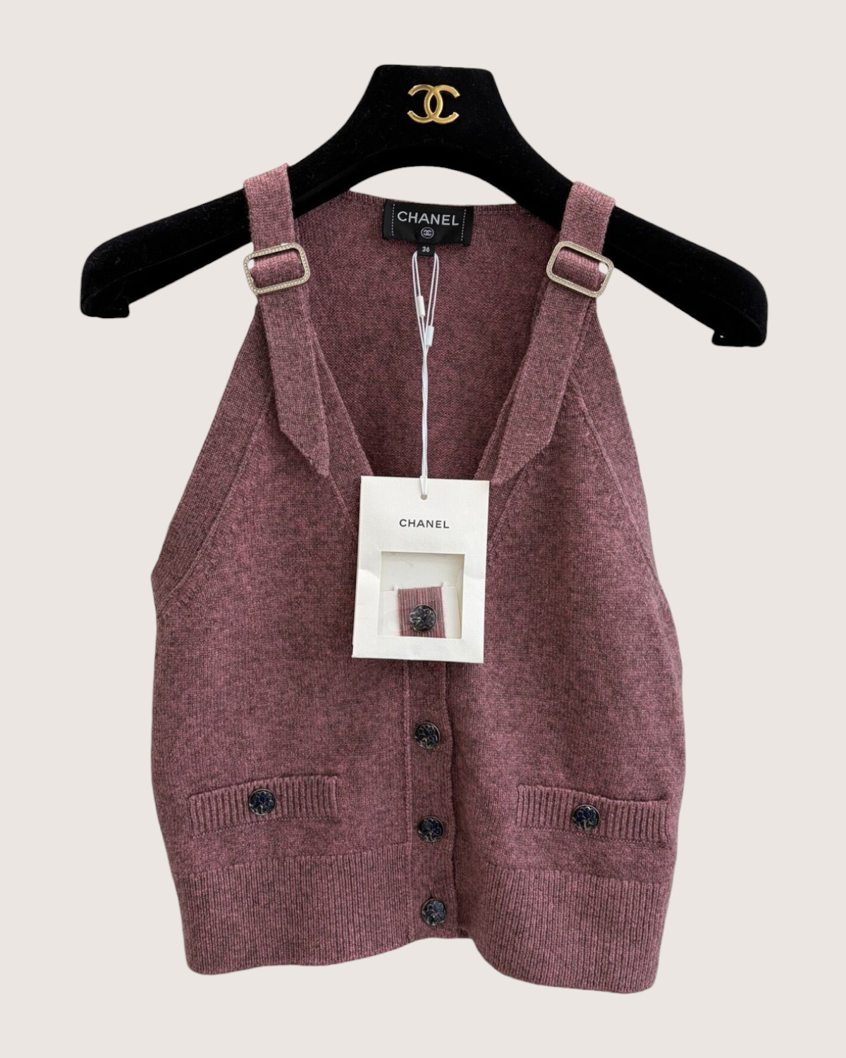 Chanel 25A Knit Vest Pink FR 36