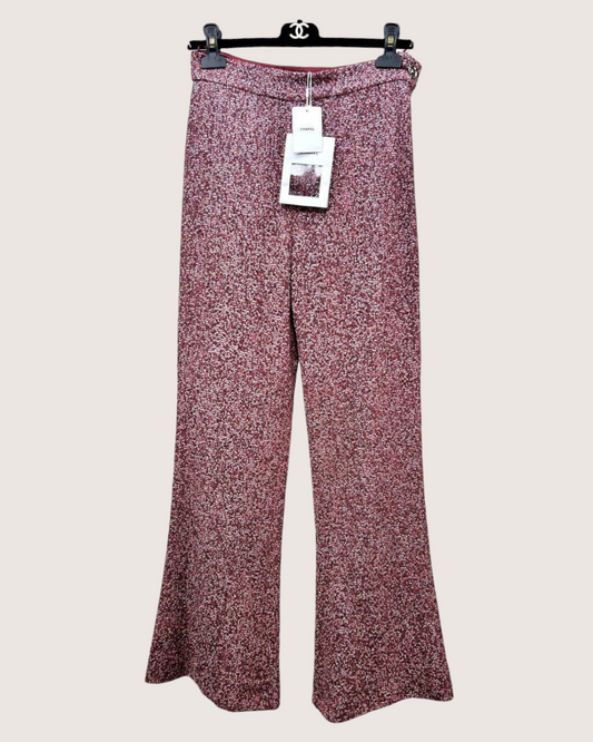 Chanel 23A Sequin Trousers Burgundy, White, Navy, Multicolor FR 38
