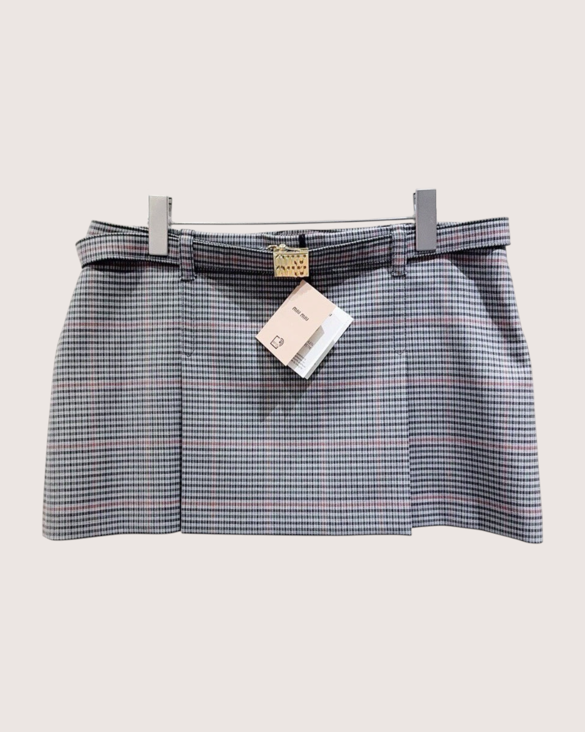 Miu Miu Wool Plaid Mini Skirt Grey, Black, Multicolor FR 42