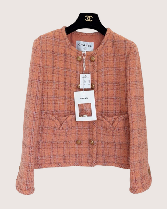 Chanel 24A Tweed Jacket Orange FR 36