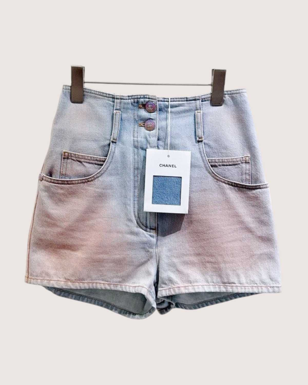 Chanel 24C Denim Shorts Blue, Pink FR 34